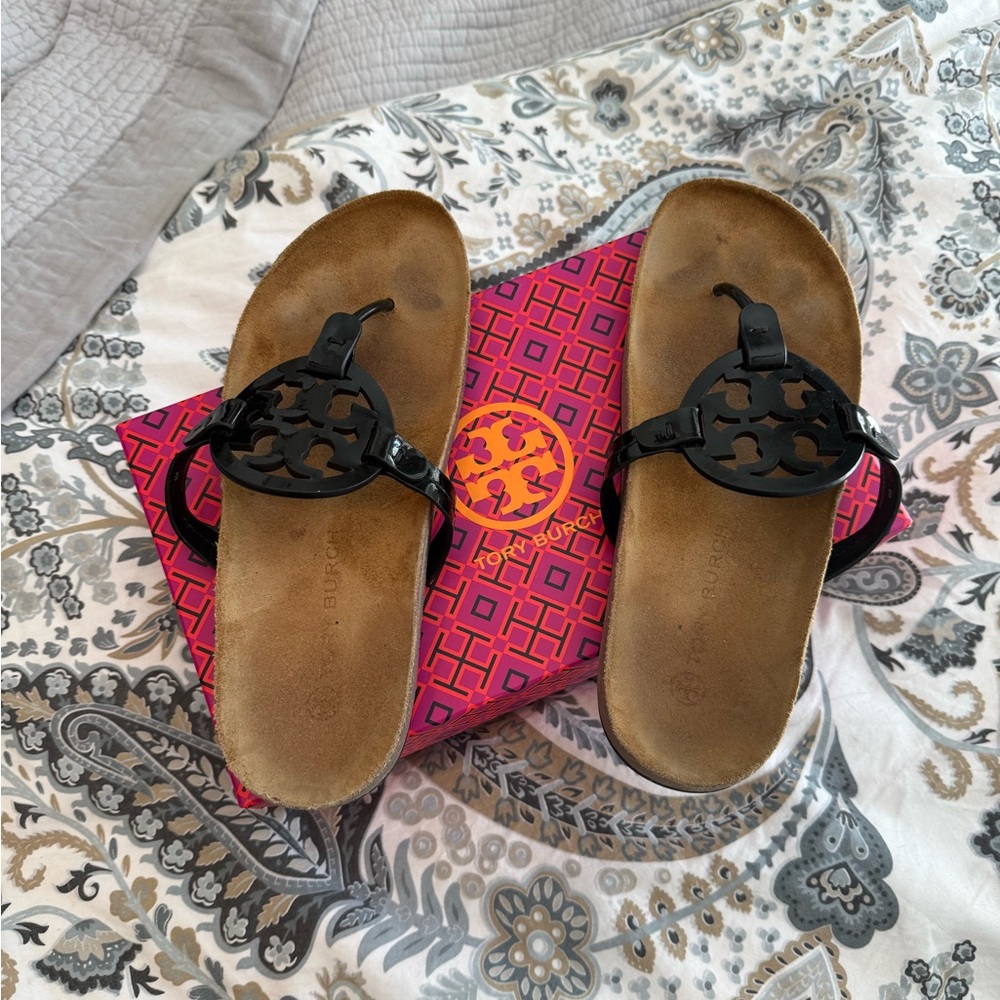 Tory Burch Black and Tan Sandals